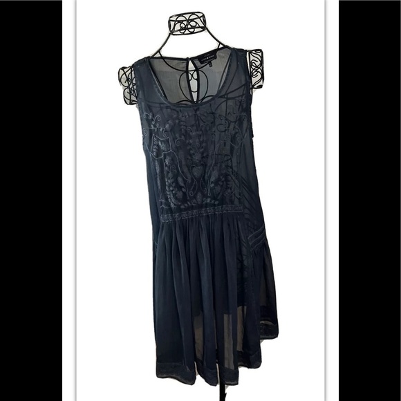Lucky Brand Lightweight Boho Sheer Dress Woman’s Sz Small Blue See Thru - Picture 2 of 8